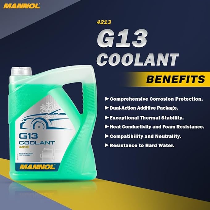 MANNOL G13 READY TO USE ANTIFREEZE COOLANT, G13, HOAT, 5 LITRES - Image 3